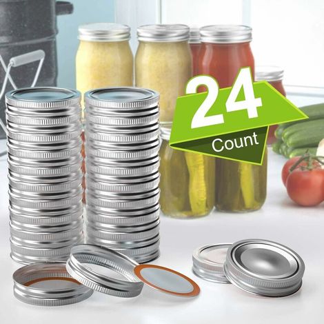 AGE Couvercles de mise en conserve à bouche régulière pour balle, nombre de pots de type fendu avec caractéristiques d'étanchéité et d'étanchéité à l'air 24pcs (1/5)