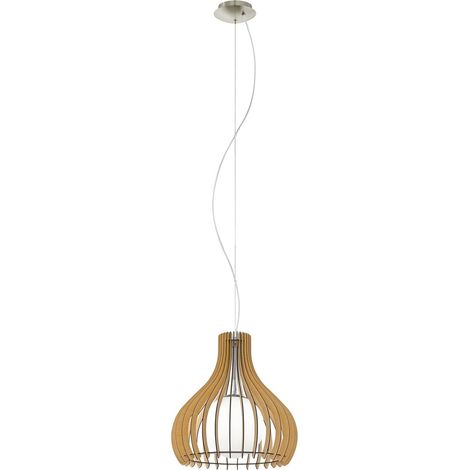 Suspension luminaire Tindori, lustre chambre vintage en acier, bois (1/5)