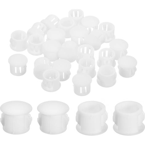 38Pcs Bouchon de Trou en Nylon, 10.5-11mm Diamètre de Trou Bouchon d'étanchéité Rond Souple et Flexible de Verrouillage Bouchons en Caoutchouc pour Bouteille, Tuyau, Cuisine, Blanc (1/5)