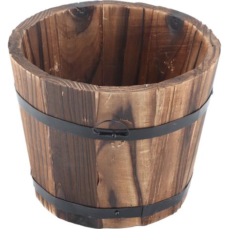 Pot de Fleurs en Bois Massif Vintage, Planteur Pot Portable Jardinière 15 x 12 x 12 cm Pots de Fleurs Conteneur pour Intérieur Extérieur Maison Jardin Patio Décoration (1/5)