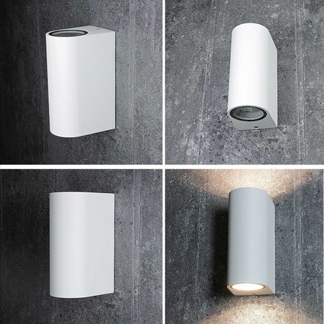 Applique lampada da parete a muro a biemissione con doppio attacco per lampadine a led GU10 faretto moderno illuminazione esterni interni IP65 Bianco (1/4)