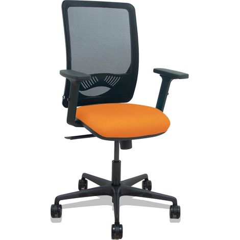 Sedia Zulema sincro rete nera sedile bali arancione 2D braccioli rotelle 65 mm