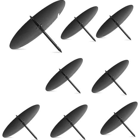 Porte-bougie couronne, bougeoir de l'Avent 8 cm, bougeoir en métal, support pour bougie de Noël avec pic, lot de 8, noir (1/5)