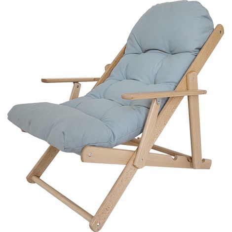 Fauteuil chaise salon pliable inclinable bois coussin capitonné confort (1/5)