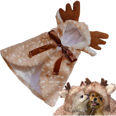 Elk Dog Cape, Dog Costume Cape Soft Cat Christmas Costume,