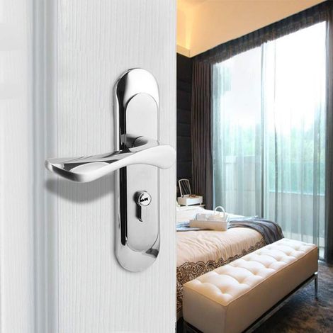 Serrure de porte à levier en acier inoxydable pour entrée ou passage (serrure sans clé) Circulaire B (1/4)
