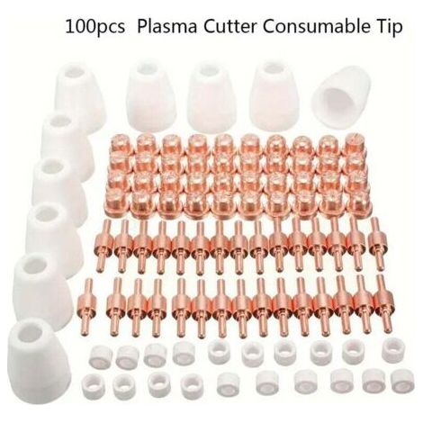 100 PCS Plasma Tip Buse électrode,Plasma Decoupe Electrode Tip Buse,Air Decoupe au Plasma Consommables,Decoupeur Plasma pour LG-40 PT-31 CUT40 CUT50