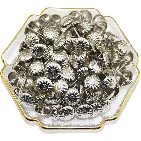 11 x 16mm meubles clous tapisserie d'ameublement punaises chrysanthème motif rétro Bronze fer ongles broches pour canapé liège décoration fixe 100 pièces (1/5)