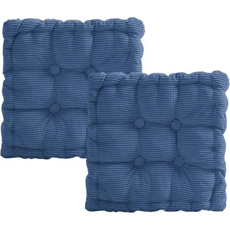 Lot de 2 Coussins de Chaise, 40 x 40 cm Coussin Chaise Épais, Coussin pour Chaise d'Extérieur et d'Intérieur, pour Chaise de Jardin, Cuisine, Balcon, Salle à Manger (Denim Bleu, Carré) (1/5)