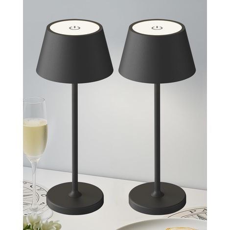 2 Pièces Lampe de Table Sans Fil Rechargeable Led, Tout Métal Lampe Sans Fil Rechargeable 5000mAh, 3 Températures de Couleur, Contrôle Tactile pour Chevet, Interieur, Exterieur (1/5)
