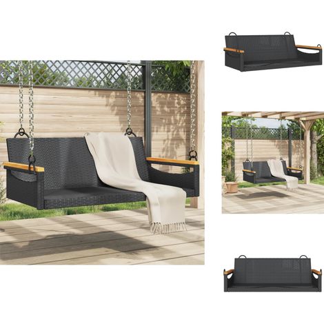 Balancelle noir 109x62x40 cm résine tressée - Balancelle Jardin - Chaise Suspendue - Fauteuil Extérieur - Mobilier De Jardin - Relaxant (1/5)