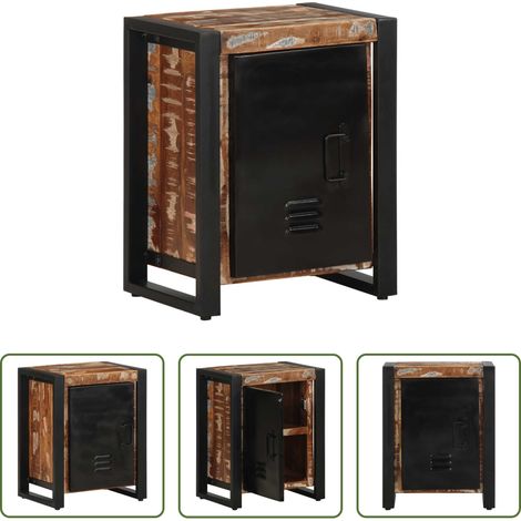 Bois de manguier -  Table de chevet multicolore 40x30x51 cm bois de récupération (1/5)