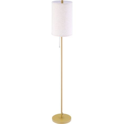 Lampadaire d'intérieur Lampadaire design 40 W max. piètement mât acier doré abat-jour lin crème dim. 25,5 x 25,5 x 157 cm doré et beige (1/5)