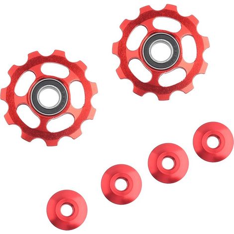 roues de galet de dérailleur arrière en aluminium 11 dents pour vélo (rouge) (1/5)