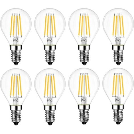 8 Pièces Ampoule LED Globe E14 4 W Dimmable G45 (G14), Équivalent lampe à incandescence Edison 60 W, Lumière chaude 3000 K (1/5)
