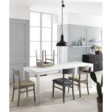 Tavolo Allungabile 130/210x80x76 cm in Legno Top in Melaminico Bianco (1/5)