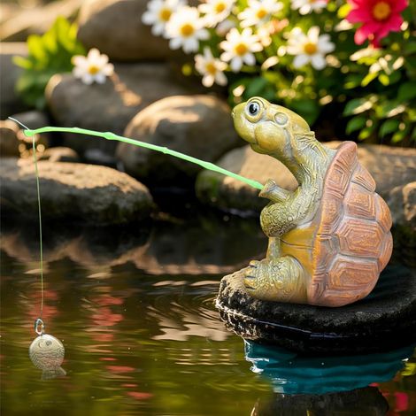 Mini Décoration de Bassin - Figurines pour Jardin et Extérieur - Tortue, Panda, Grenouille, Cochon - Statues Décoratives en Résine Résistantes aux Intempéries (1/5)