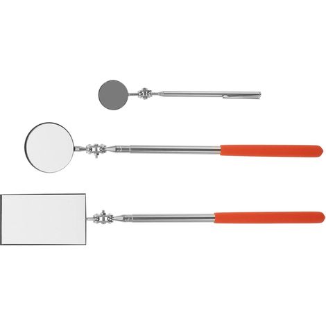 Lot de 3 Miroirs D'inspection Télescopiques en Acier Inoxydable Miroir Rotatif Carré et Rond Portable Orange Outil D'inspection pour Mécanique et Automobile Visibilité Améliorée (1/5)