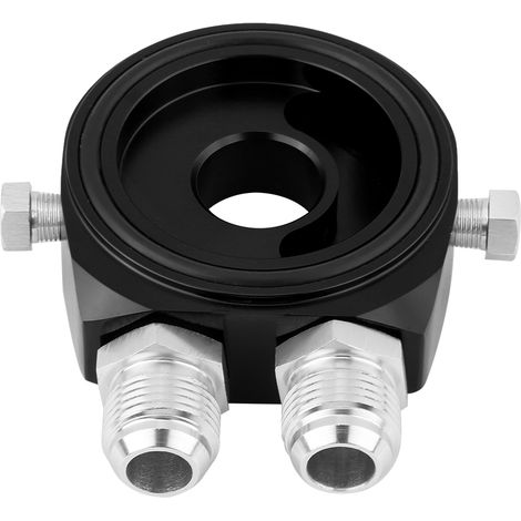 Aluminium-Ölkühler-Sandwichplattenadapter M20x1,5, 1/8 NPT-Anschlussset, schwarz, für Ölfilter (1/5)