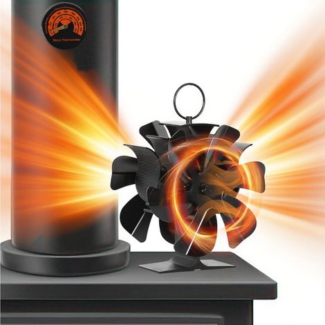Randaco alimentato dal calore silenzioso senza elettricità Ventilatore bifacciale per stufa a 12 pale (1/5)