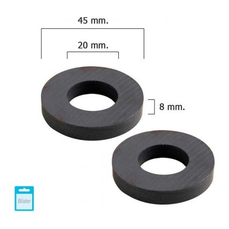 Magnet Wolfpack Ferritring Ø 45x20x8 mm. (Blister 2 Stück)