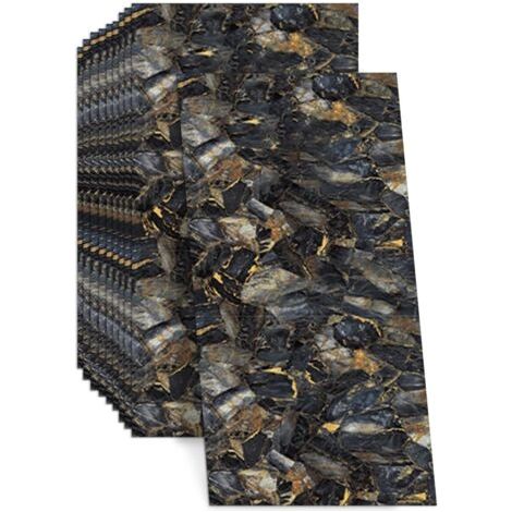 BUNTHAUS 10 autocollants carreaux de marbre, 60x30 cm Carreaux muraux autocollants, à coller et décoller Étanches et résistantes à l'huile Autocollants muraux en PVC brillant pour la cuisine, la sa (1/5)
