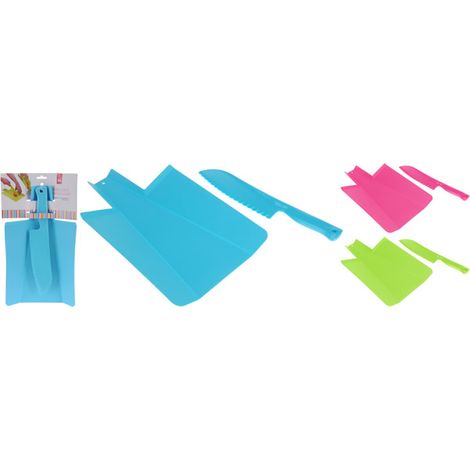 EXCELLENT tabla cortar &43 cuchillo plastico , Tabla de cortar &43 cuchillo de plásticoColores surtidos: azul, rosa y verdeTamaño sin mango: 25 x 21 x 0,2 cm aproximadamente (1/2)