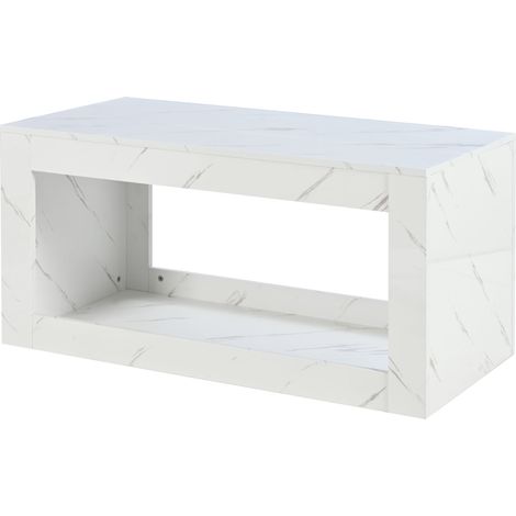 Mesa de centro LED blanca efecto mármol 100 x 50 x 50 cm HOMVRA (1/5)