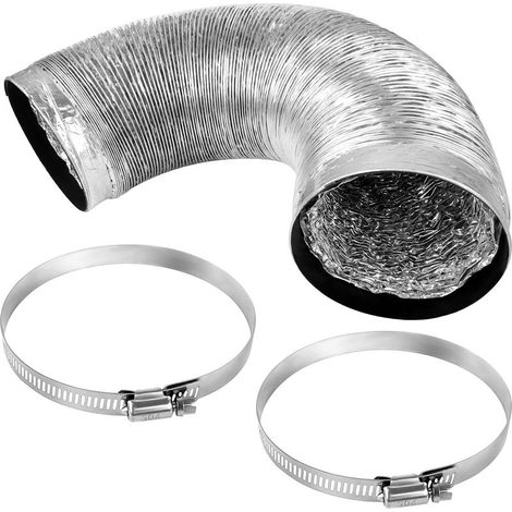 Flexibler Aluminium-Abluftschlauch – 100 mm Durchmesser x 3 m – Für Dunstabzugshauben, Wäschetrockner und Klimaanlagen – Mit 2 Stahlschlauchschellen (1/5)
