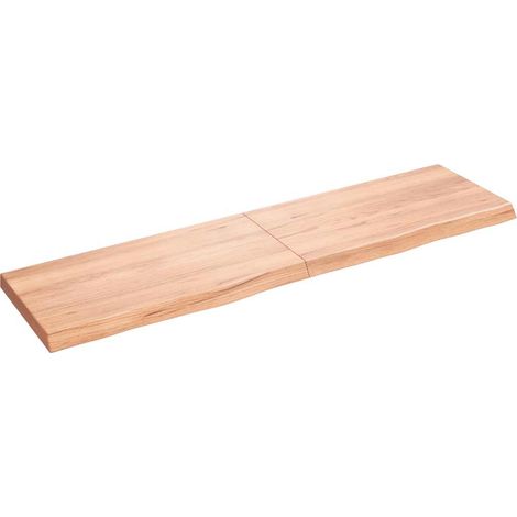 Wandregal Hellbraun 120x30x(2-4) cm Massivholz Eiche Behandelt (1/5)