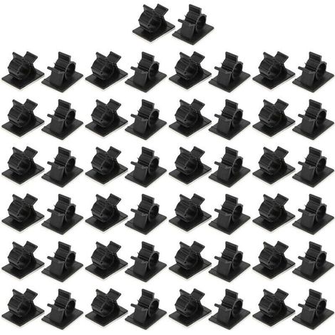 Kabelmanagement-Clips, 50 Stück, verstellbarer Kleber, Kabelclip-Organizer aus Nylondraht, schwarz - Crezuo