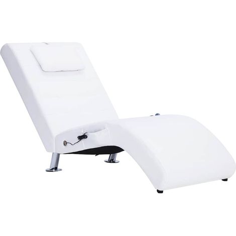 vidaXL Diván de masaje con almohada de cuero sintético blanco (1/2)