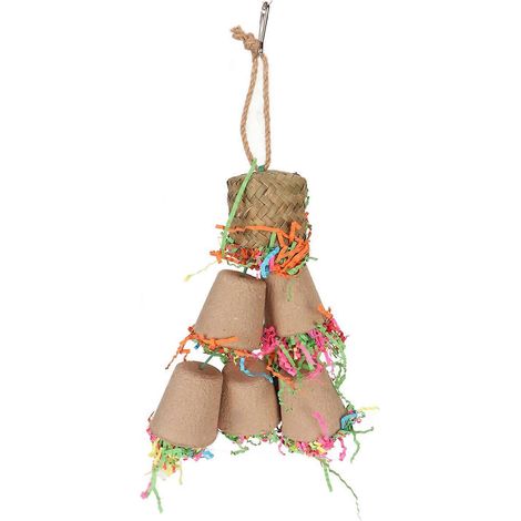 Jouets de recherche de nourriture pour oiseaux, gobelets en papier de palme aux couleurs vives, jouet à déchiqueter pour perroquets, à mâcher et à explorer. (1/3)