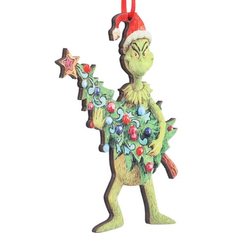 Anhänger mit grünem Monstermotiv aus Holz, Weihnachtsdeko, Kunsthandwerk für Zuhause, Schlafzimmer, Büro, Weihnachtsbaum (1/5)