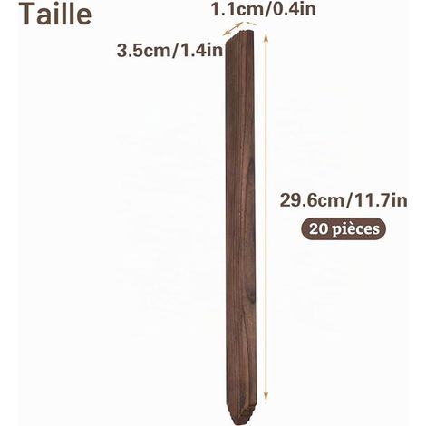 Piquets de Clôture Jardin en Bois 30cm Pieux en Bois carbonisé (1/3)