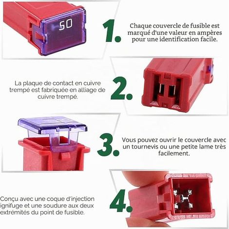 Forme Carrée Fusible Assortiment pour Voiture pour Camions, Voitures et SUV, Bateau (20A/25A/30A/40A/50A/60A) (1/3)