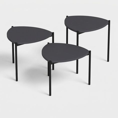 Couchtisch - LENNY - Oval - Anthrazit - 45 / 40 / 35 cm