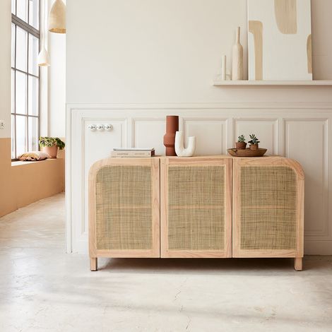 Buffet en mindi massif et cannage 150 cm (1/5)