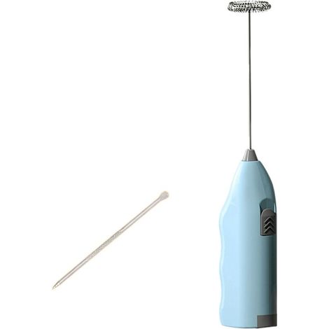 Mousseur à lait électrique, en acier inoxydable, pour cappuccino, bleu. (1/5)