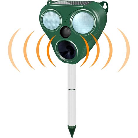 Repellente gatti solare ultrasuoni, frequenza regolabile IP66, previene cani/volpi/scoiattoli/topi (1/5)