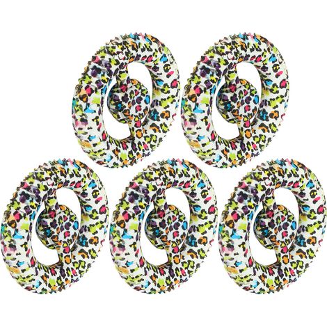 Lot de 5 anneaux de préhension ronds en silicone imprimé léopard, jouet anti-stress pour la rééducation des doigts à domicile. (1/5)