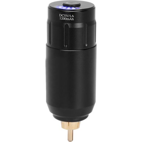 Alimentation pour machine à tatouer sans fil, moteur de stylo à tatouer, prise RCA, 1200 mAh, noir (1/5)