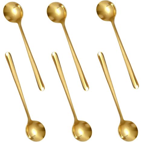 6 Cuillère à café, Acier inoxydable, Doré, 13,5 cm, Lave-vaisselle, Maison Restaurant (1/5)