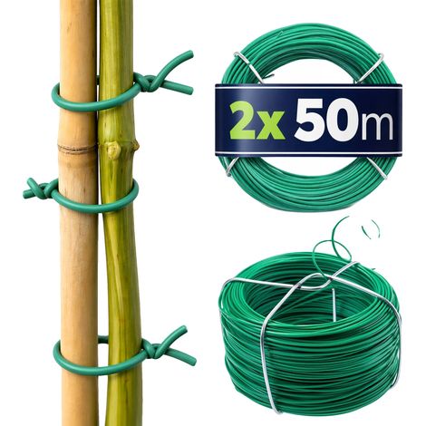 Alambre para jardín, recubierto de PVC, 50 m de longitud, verde claro. (1/5)