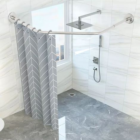 Senderpick – Barre extensible en acier inoxydable 304 pour rideau de douche d'angle – Plage d'étirement 45-75 cm – Installation murale – Base ronde stable