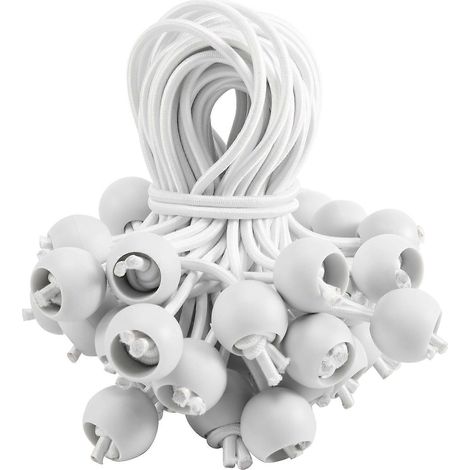 50 Stück Bungee-Seile mit Kugeln, elastische Kabelbinder, Bungee-Knebelkabelbinder (weiß)