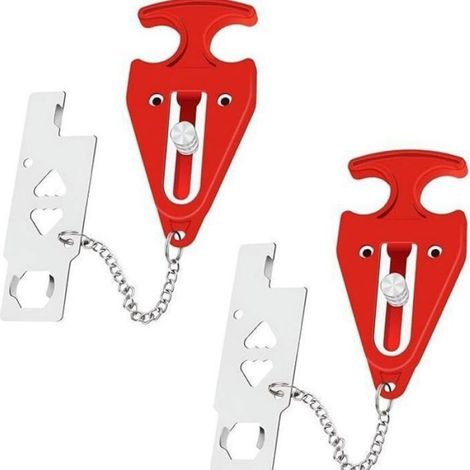 Serrure de porte portable - - Sécurité sans perçage - Installation facile - Acier inoxydable (1/4)