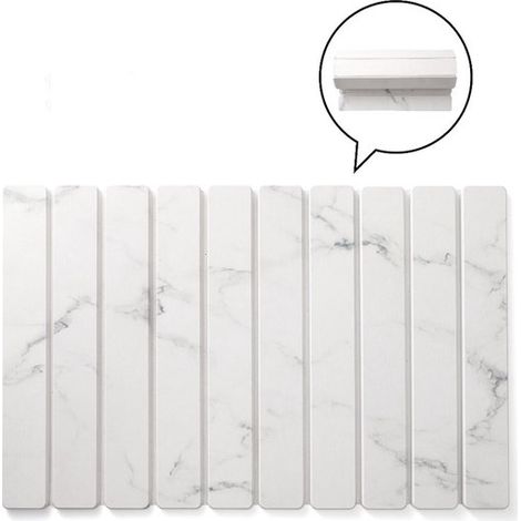 Tapis de séchage en terre de diatomée pour cuisine, pliable et antidérapant, motif marbre, 30 x 40 cm, blanc et doré (1/5)