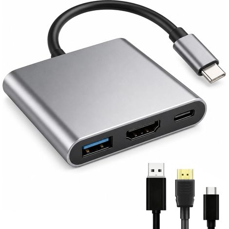 3 en 1 Adaptateur Multiport USB C vers HDMI 4K (1/5)