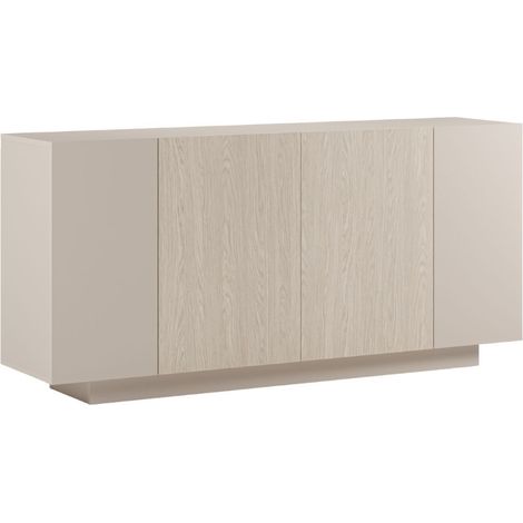 Buffet 4 portes beige mat avec 2 portes centrales aspect bois clair - TRIVOR (1/5)